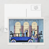 Au Revoir, 1920 Art Deco-illustratie Briefkaart (Voorkant / Achterkant)