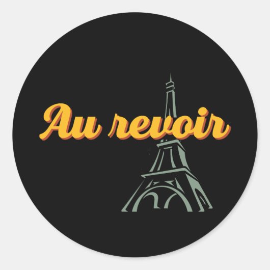 Au Revoir Goodbye Frans Word en Phrase Ronde Sticker (Voorkant)