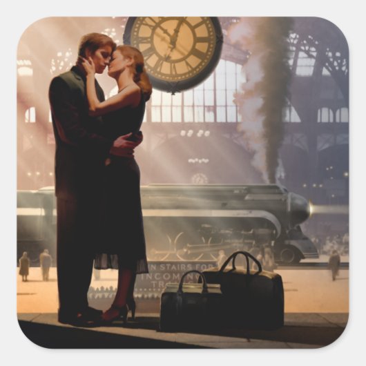 Au Revoir Vierkante Sticker (Voorkant)