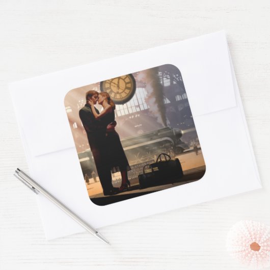 Au Revoir Vierkante Sticker (Envelop)