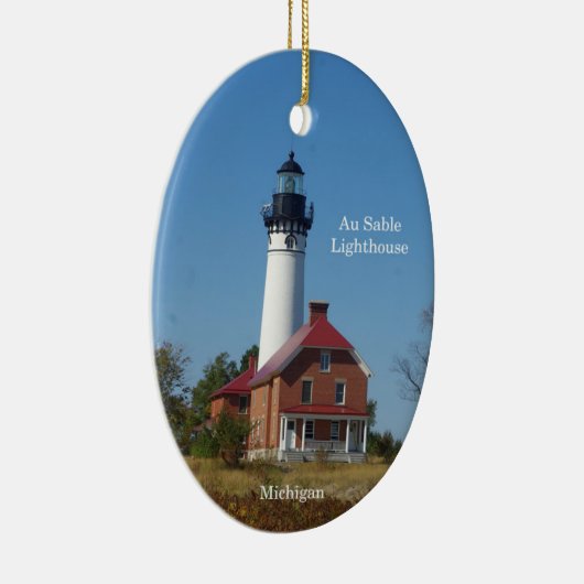 Au Sable Lighthouse Oval oranament Keramisch Ornament (Rechts)