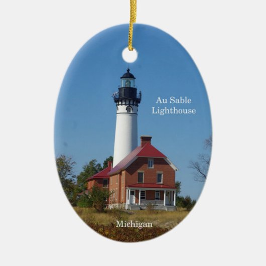 Au Sable Lighthouse Oval oranament Keramisch Ornament (Voorkant)