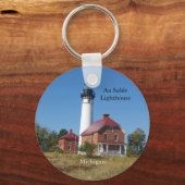 Au Sable Lighthouse-sleutelketen Sleutelhanger (Voorkant)