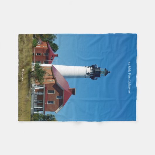 Au Sable Point Lighthouse Fleece Deken (Voorkant (Horizontaal))