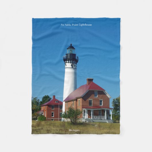 Au Sable Point Lighthouse Fleece Deken (Voorkant)