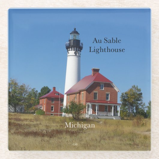 Au Sable Point Lighthouse glass onderzetter (Voorkant)