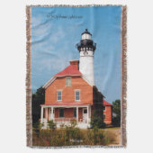 Au Sable Point Lighthouse Throw deken (Voorkant Verticaal)