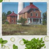Au Sable Point-vuurtoren Theedoek (Gevouwen)