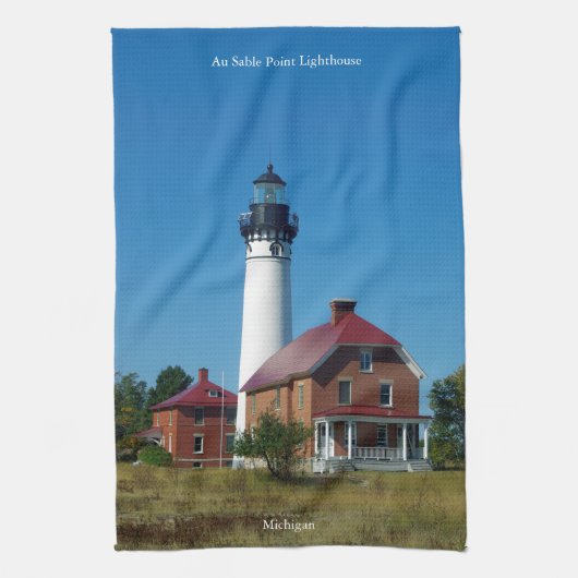 Au Sable Point-vuurtoren Theedoek (Verticaal)