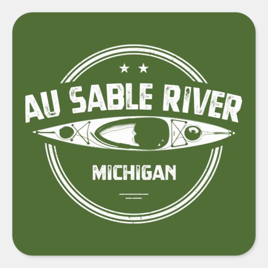 Au Sable River Michigan Kayaking Vierkante Sticker (Voorkant)
