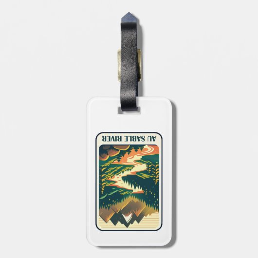 Au Sable River Michigan kleuren Bagagelabel (Achterkant verticaal)