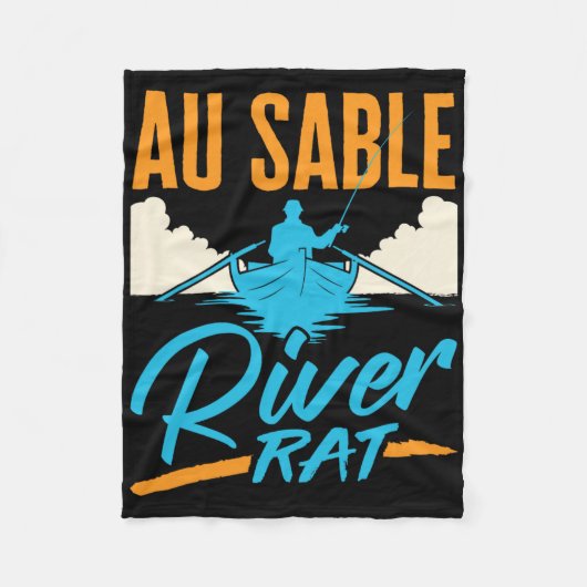 Au Sable River Rat Rafting Canoeing Fishing Boatin Fleece Deken (Voorkant)