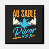 Au Sable River Rat Rafting Canoeing Fishing Boatin Magneet (Voorkant)