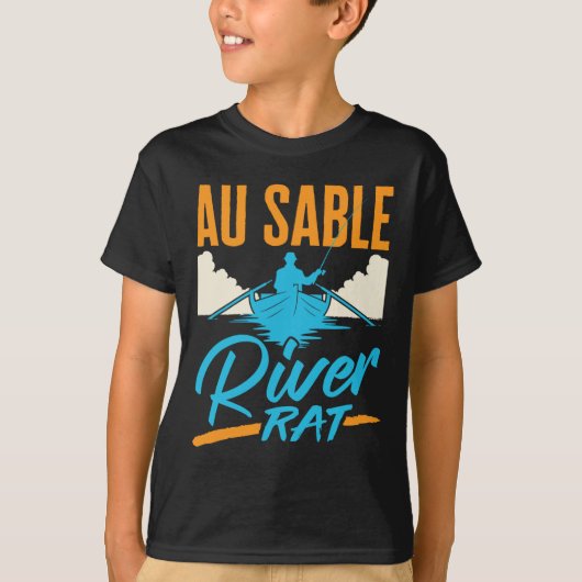 Au Sable River Rat Rafting Canoeing Fishing Boatin T-shirt (Voorkant)