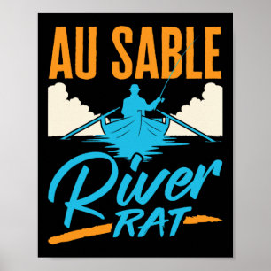 Au Sable River Rat Rafting Canoën Vissen Bootvaren Poster