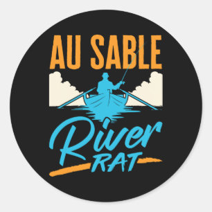 Au Sable River Rat Vlotvaren Kanoën Vissen Boottoc Ronde Sticker