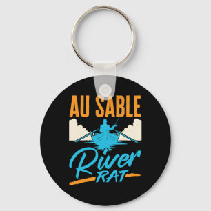 Au Sable River Rat Vlotvaren Kanoën Vissen Boten Sleutelhanger