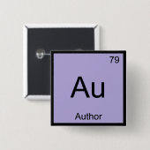 Au - Scheikundig Element Symbool Auteur Boek T-Shi Vierkante Button 5,1 Cm (Voorkant /achterkant)