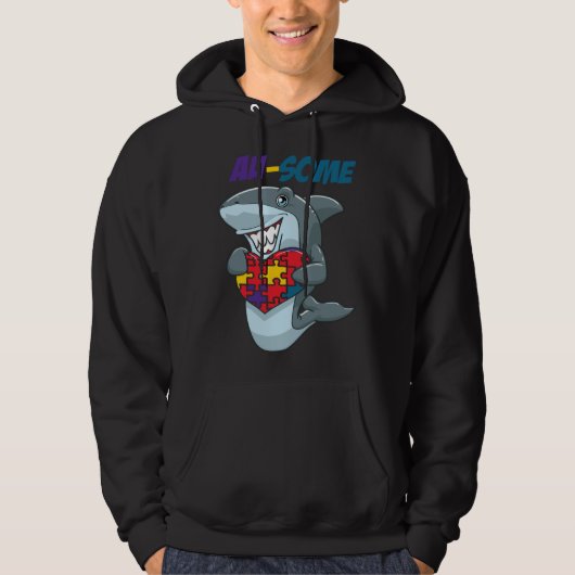 Au Some Shark Awesome Autistic Puzzle Autism Aware Hoodie (Voorkant)