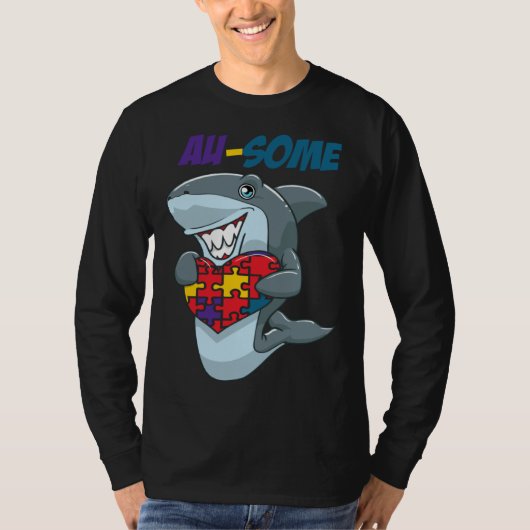 Au Some Shark Awesome Autistic Puzzle Autism Aware T-shirt (Voorkant)