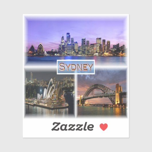 AU Sydney by Night - Opera House - HArbour Bridge Sticker (Vel)
