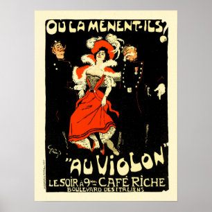 AU VIOLON VOOR HAAR Violin Cafe Riche Parijs Poster