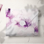 Aubergine Alcohol Ink Elegant Wedding Invitation Kaart