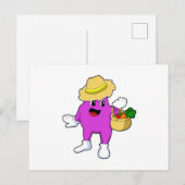 Aubergine als boer met wortel briefkaart (Voorkant / Achterkant)