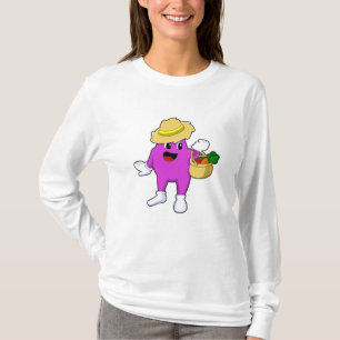 Aubergine als boer met wortel t-shirt
