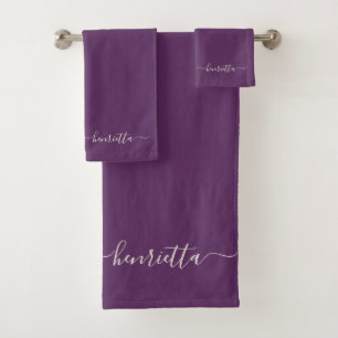 Aubergine badhanddoeken badkamer elegant stijlvol bad handdoek