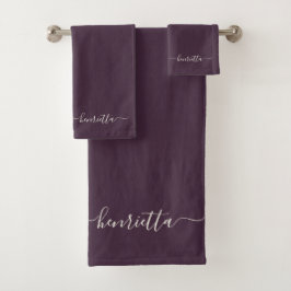 Aubergine badhanddoeken badkamer elegant stijlvol bad handdoek
