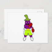 Aubergine bij boksen met boks handschoenen briefkaart (Voorkant / Achterkant)