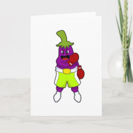 Aubergine bij boksen met boks handschoenen kaart