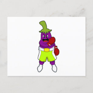 Aubergine bij Boksen met Bokshandschoenen Briefkaart