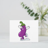 Aubergine bij IJsschaatsen met Schaatsen Briefkaart (Staand voorkant)