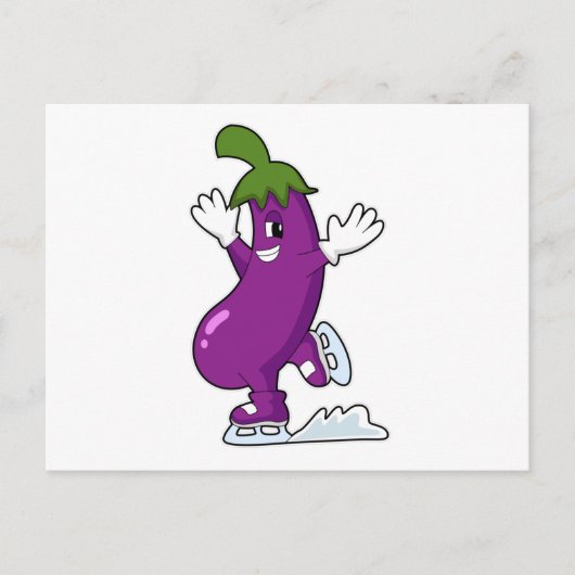 Aubergine bij IJsschaatsen met Schaatsen Briefkaart (Voorkant)