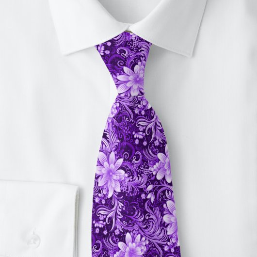 Aubergine Bloem Batik Stropdas