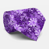 Aubergine Bloem Batik Stropdas (Opgerold)