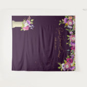 Aubergine Bloemen Bruids Foto Booth Achtergrond Wandkleed (Voorkant (horizontaal))