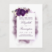 Aubergine Bloemen Elegant Save the Date Aankondigingskaart (Voorkant)