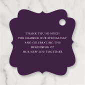 Aubergine bloemenelegante bruiloft dank u bedankjes labels (Achterkant)