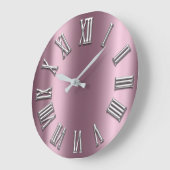 Aubergine Blush Grijs Metaal Grijs Zilver Roman Nu Grote Klok (Hoek)