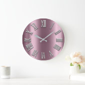 Aubergine Blush Grijs Metaal Grijs Zilver Roman Nu Grote Klok (Huis)