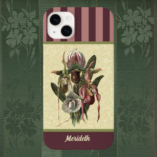 Aubergine Boho Green Lady Slipper Orchidee met naa Case-Mate iPhone 14 Plus Hoesje