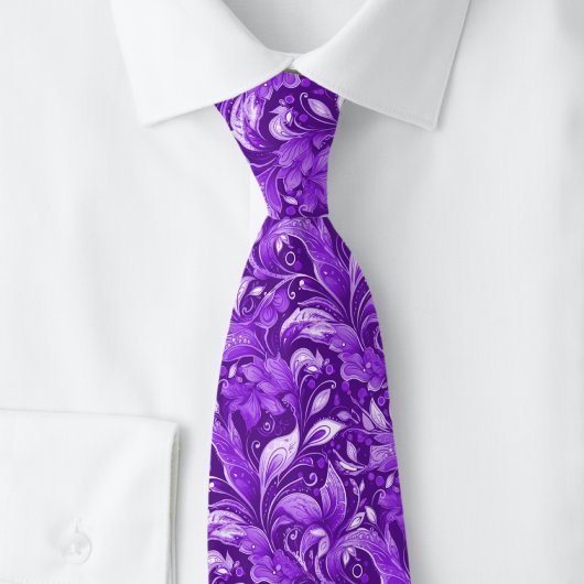 Aubergine Botanische Batik Stropdas