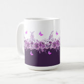 Aubergine botanische vlinders koffiemok (Voorkant links)