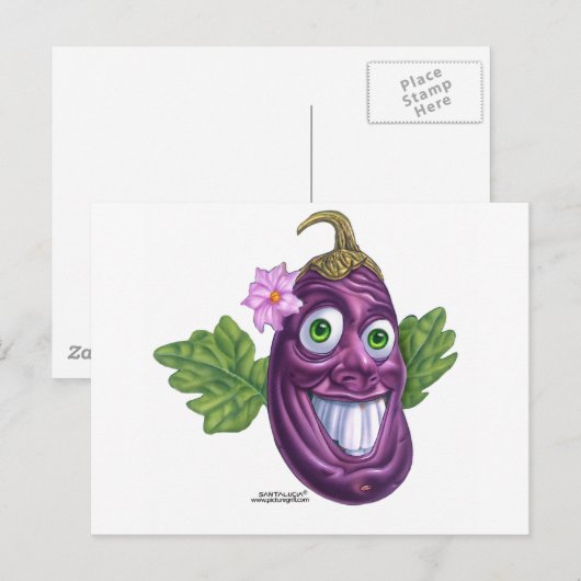 aubergine briefkaart (Voorkant / Achterkant)