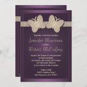 Aubergine Butterfly Wedding Invitations Kaart (Voorkant / Achterkant)