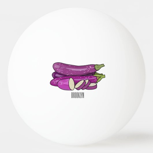 Aubergine cartoon illustratie pingpongbal (Voorkant)