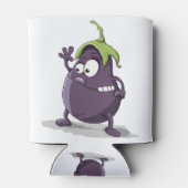 Aubergine cartoon kunst blikjeskoeler (Achterkant)